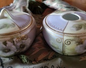 Reinhold Schlegelmilch Tillowitz Germany Porcelain Trinket Box and Hair Receiver