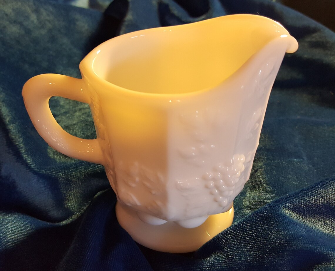 Westmoreland Glass Co. Milk Glass Creamer in Paneled Grape Etsy