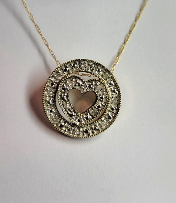 Sweet Diamond and 10 Kt Yellow Gold Heart Within … - image 9