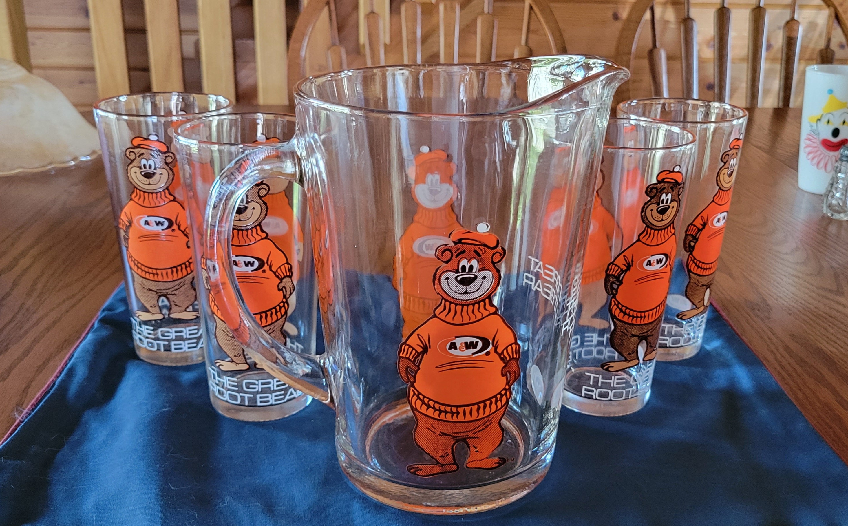 Vintage 1970s A&W Root Beer Pitcher and Glasses Set - Etsy
