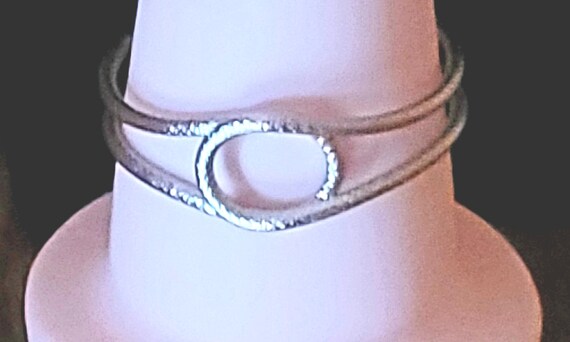 Vintage Silver-Tone Hinged Bangle Bracelet - 7 In… - image 1