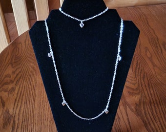 Sarah Coventry (Marked) 32 Inch Silver "Party Hearts" Necklace In Great Condition - Wonderful Gift Idea!