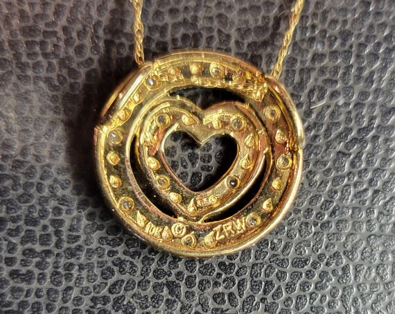 Sweet Diamond and 10 Kt Yellow Gold Heart Within … - image 4