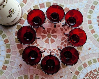 Ruby Red Glass Punch Cups von Anchor Hocking aus den 1950er Jahren in ausgezeichnetem Zustand – Kaufen Sie zwei bis acht – kostenloser Versand an US-Adressen