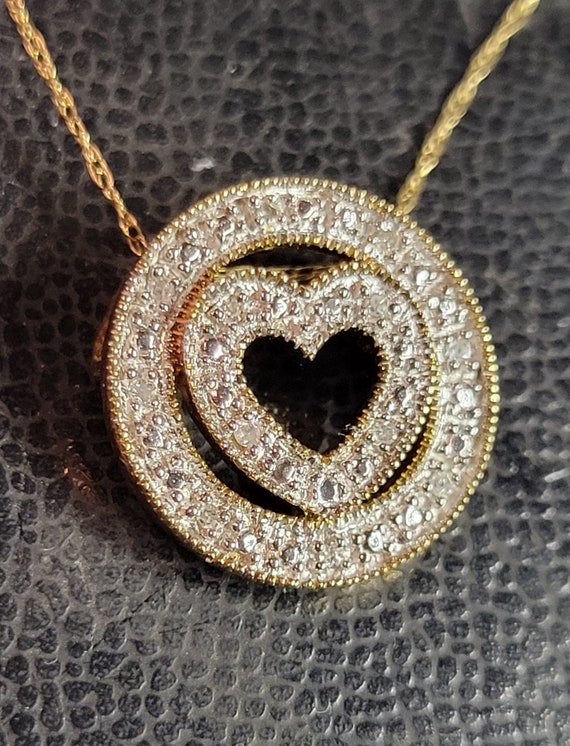 Sweet Diamond and 10 Kt Yellow Gold Heart Within … - image 7