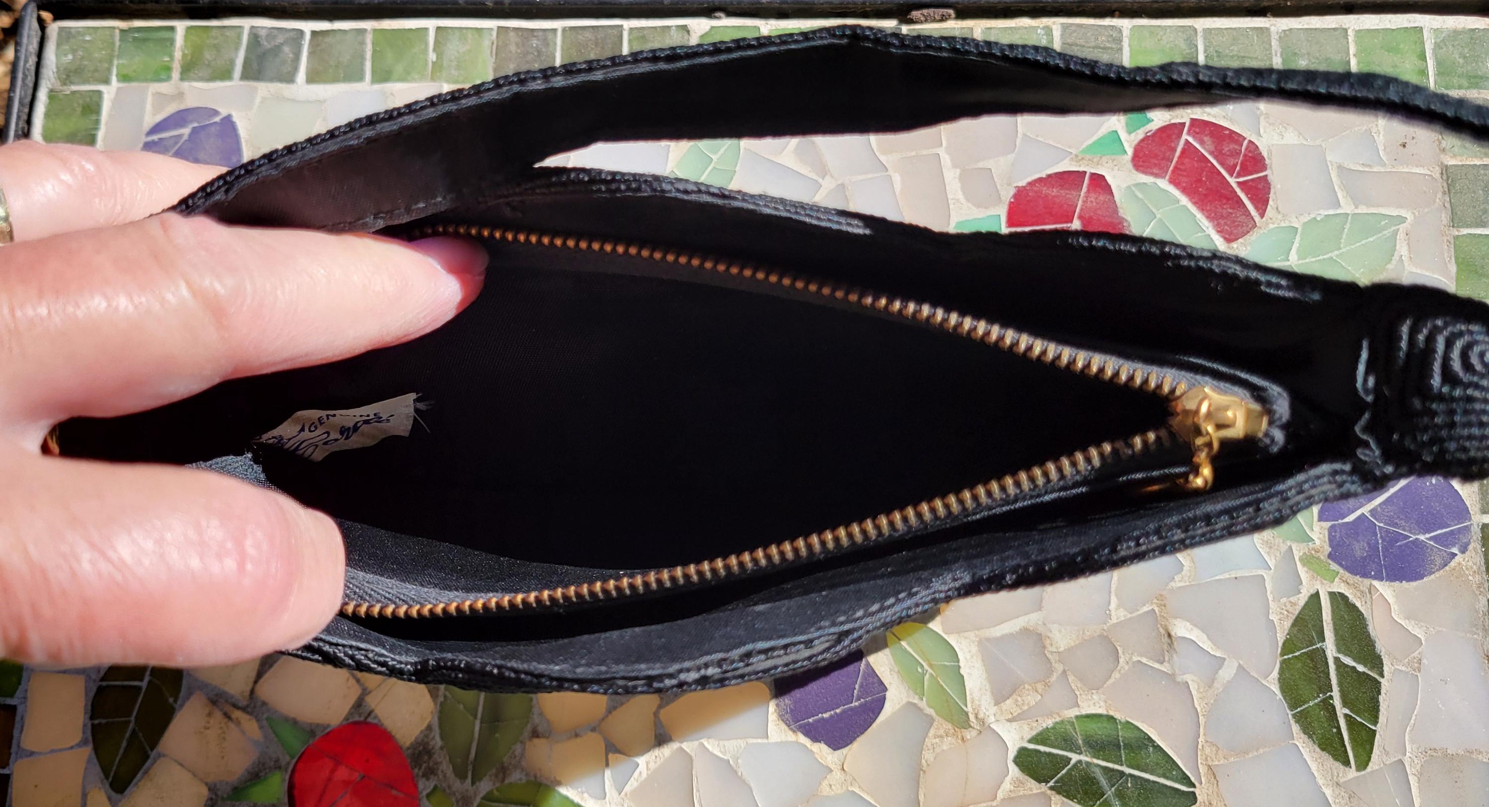 Vintage 1950s Black CORDE Top-handle Hand Bag 7 1/2 Vintage 1950s Black CORDE Top-handle Hand Bag 7 1/2