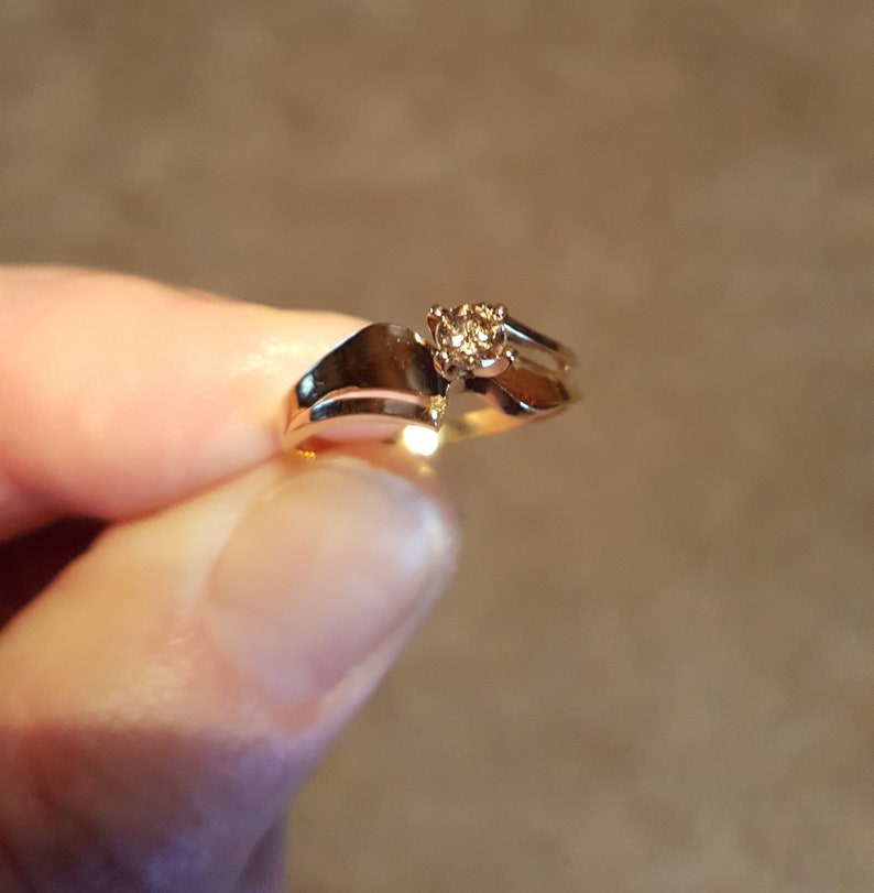 Lovely Champagne Diamond Solitaire Ring Petite
