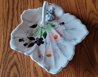 Southern Potteries Blue Ridge China Hand Painted Handled Relish Dish From the Late 1930s