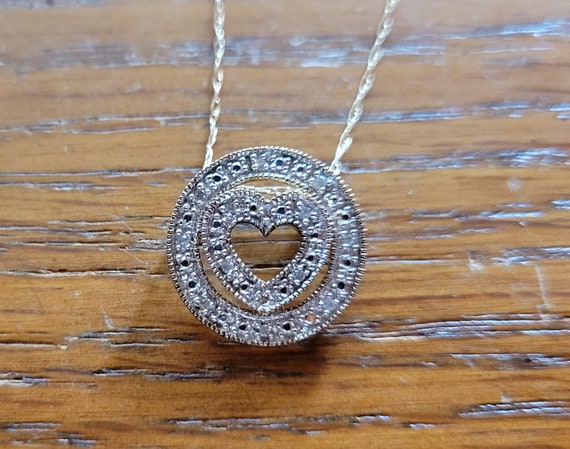 Sweet Diamond and 10 Kt Yellow Gold Heart Within … - image 1