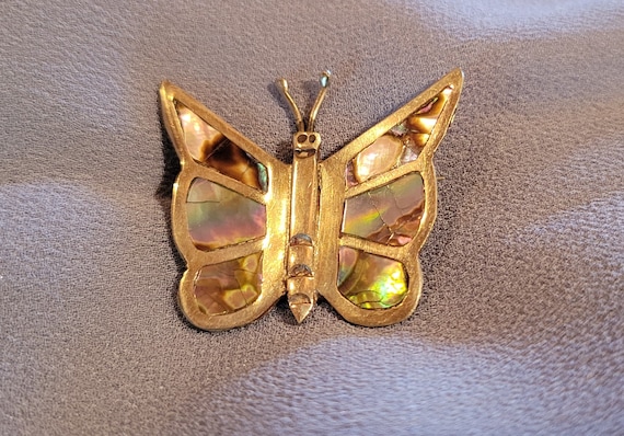 Sterling Silver and Iridescent Abalone Butterfly … - image 1