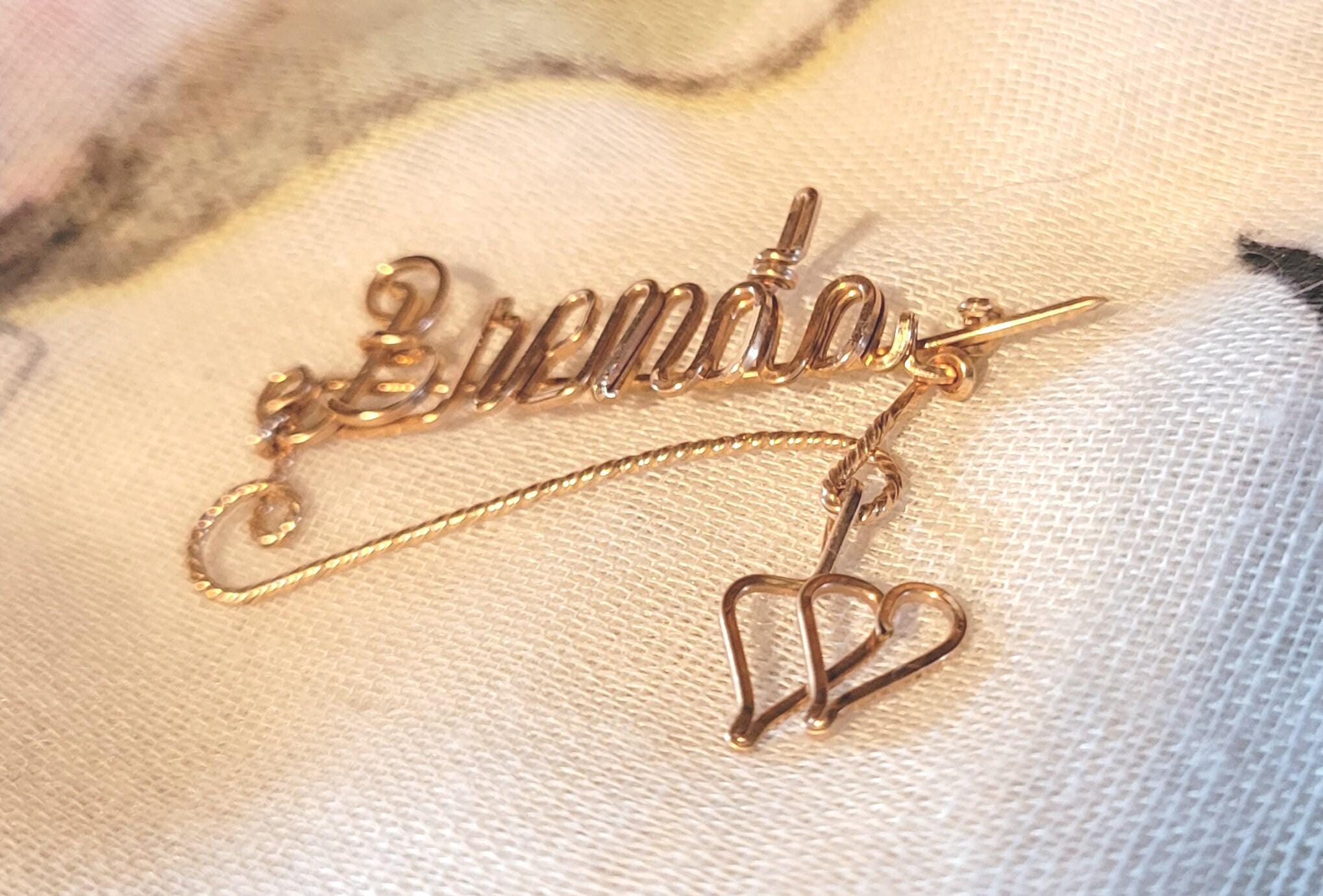 Script Brooch 14kt Rose Gold Name Pin: 'brenda' Script Brooch With Interlocking ...