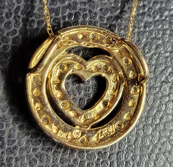 Sweet Diamond and 10 Kt Yellow Gold Heart Within … - image 5