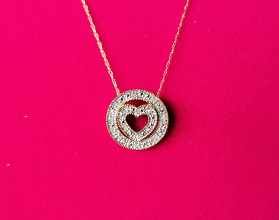 Sweet Diamond and 10 Kt Yellow Gold Heart Within … - image 2