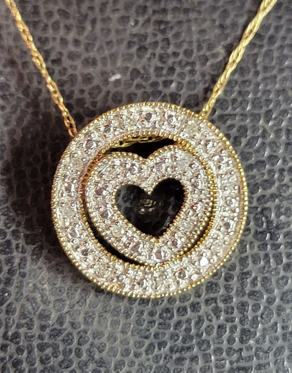Sweet Diamond and 10 Kt Yellow Gold Heart Within … - image 8