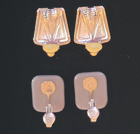 Two Pair Modernist Theme Clip-Bach Earrings From … - image 5