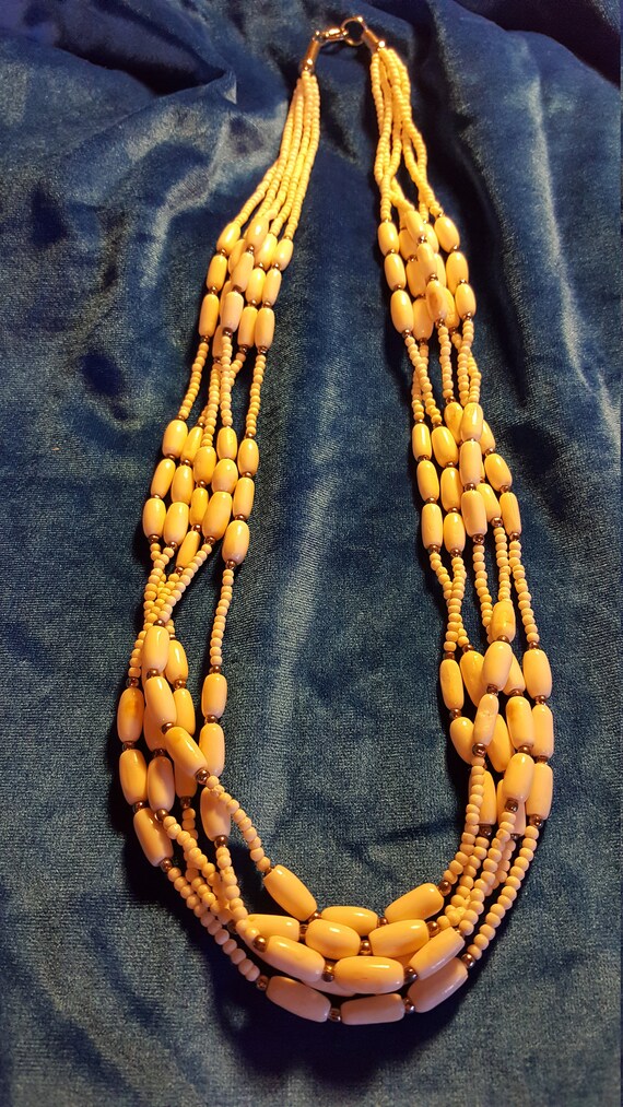 28" FiveStrand Necklace HandCarved, Beautifully C… Gem