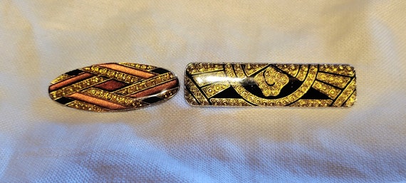 Two Pierre Bex Style Lacquer Brooches - One Recta… - image 5