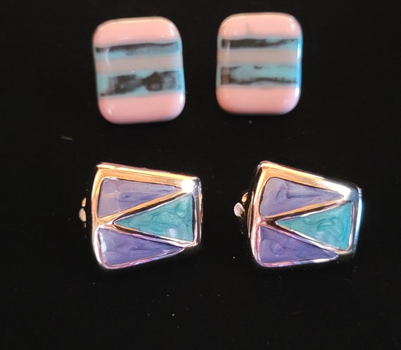 Two Pair Modernist Theme Clip-Bach Earrings From … - image 8