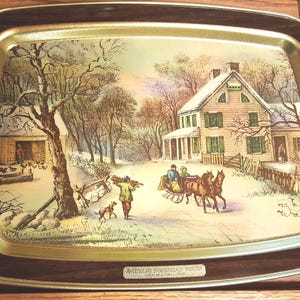 Vintage "American Homestead Winter Currier & Ives 1868" Serving Tray