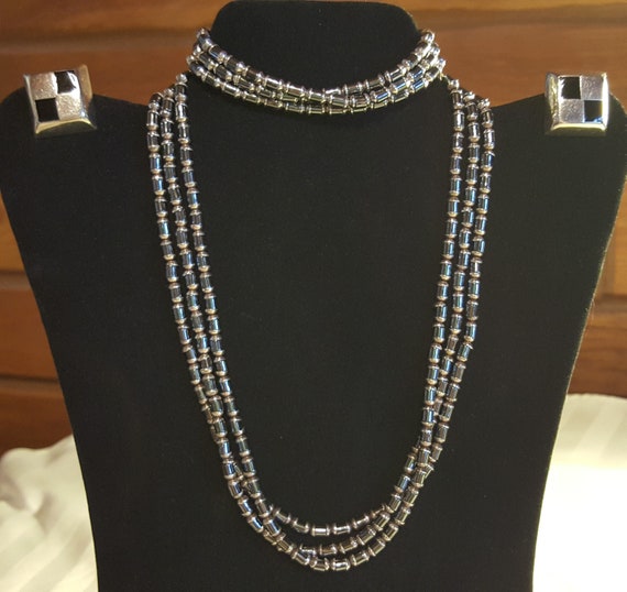 Hematite & Sterling Silver Necklace and Bracelet,… - image 1