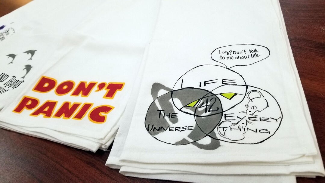 Hitchhiker's Guide to the Galaxy Hand Painted Kitchen Towels Etsy