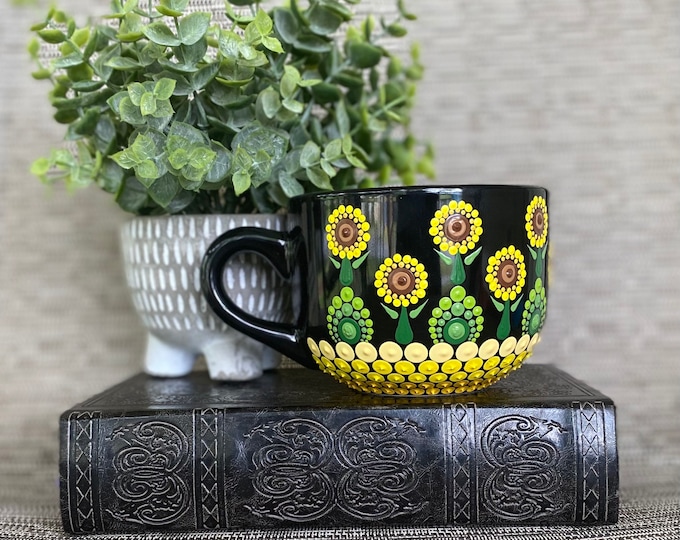 Hand painted sunflower 22oz large mug