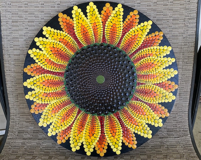 Original 14inch dot mandala sunflower painting
