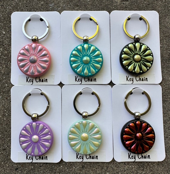 Hand painted double sided textured keychains