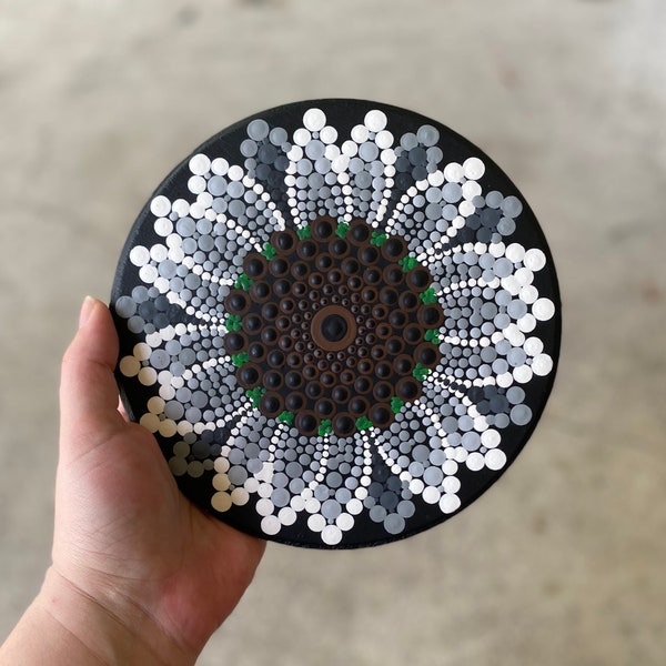 Jumbo 7inch magnet sunflower dot art painting