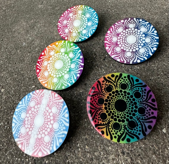 Hand painted dot mandala pins