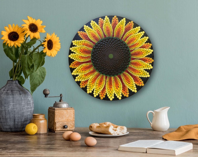 Original 14inch dot mandala sunflower painting