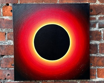 Solar Eclipse Painting: 16x16 Hard Edge Acrylic Art
