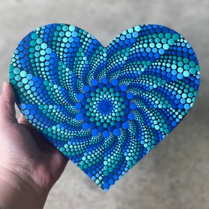 Neon spiral dot art heart painting wall hanging