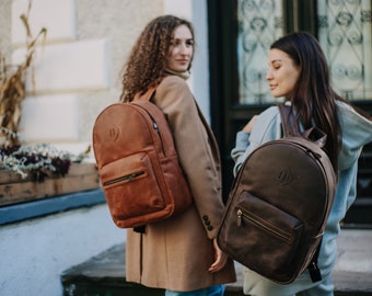 Brown Leather City Backpack  / Laptop Leather Bag / Shoulder City Bag / Travel Backpack / Unisex Bag