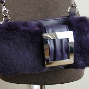 Royal Purple Fur Crossbody Handbag