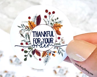 Thankful Stickers, Fall Stickers, Die Cut Stickers, Leaf Fall, Package Stickers, Box Stickers, Etsy Stickers, Fall 2019 Stickers