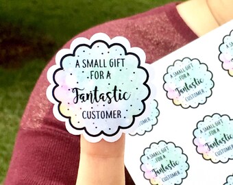 Scallop Fantastic Sticker, Gift Stickers, Customer Stickers, Watercolor Packaging Stickers, A SMALL GIFT, Etsy Packaging, QTY 6-240