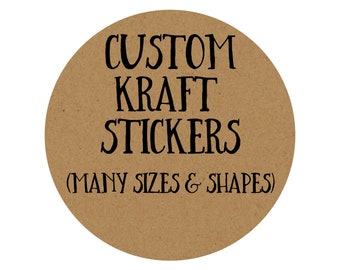 28 x VINTAGE Kraft Brown Wedding Paper Sticker Labels Personalised TALL 