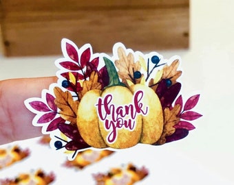 Pumpkin Stickers, Pumpkin Thank You Stickers, Fall Stickers, Packaging Stickers, Pumpkin Leaf Stickers, Fall Decor, Envelope Sealers