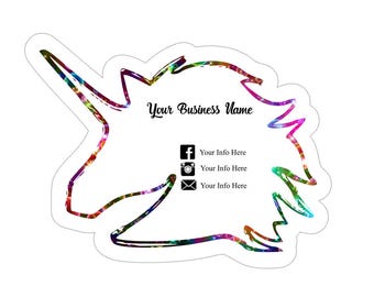 Unicorn Business Cards, Rainbow Watercolor Design, Custom Printed, 50 QTY