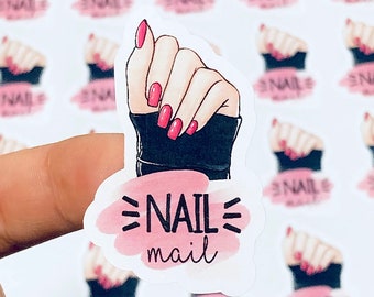 Nail Mail Stickers, Nail Stickers, Nail Packaging Stickers, Nail Die Cut, Nail Labels, Unas Labels, Cute Packaging Stickers, Pink Nail Label
