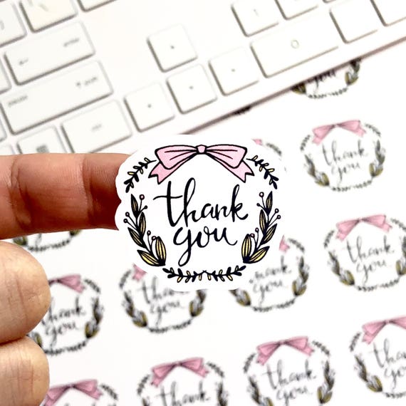 Thank You Stickers, Thank You Labels, Thank You Bow, Girl Bow Stickers, Pink  Bow Stickers, Packaging Stickers, Thank You Package, Thank You 