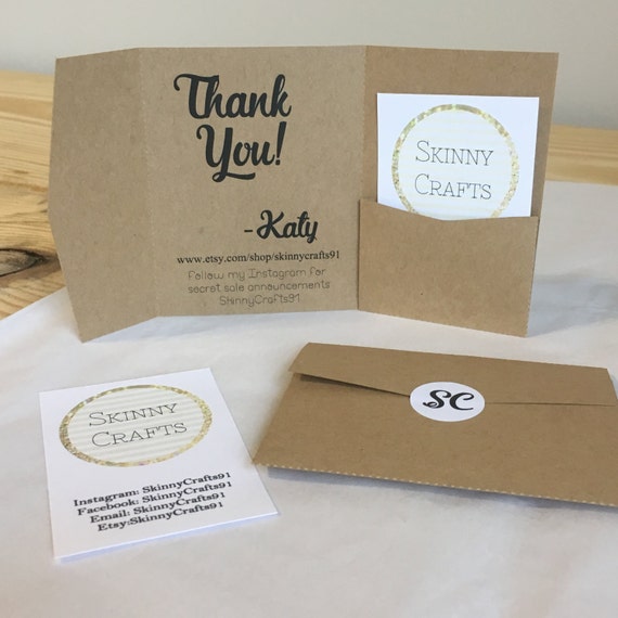 Custom Business Card Envelope Set, Kraft Brown, Personalized