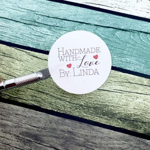 Handmade With Love Sticker, Handmade With Love Heart Sticker, Etsy Supplies, Etsy Packaging,  Custom Label, Custom Sticker 1QTY-24QTY