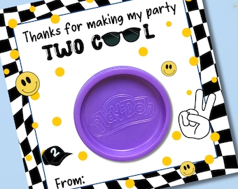 Two Cool Play Dough Gift Tag | Printable Play Dough Tag | Too Cool Favor Tag | School Party Gifts | Smiley Play Dough Tag | Boy Birthday
