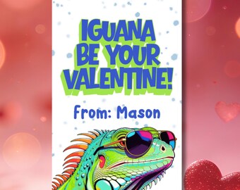 Iguana be Your Valentine Tag | Printable School Valentine | Editable Lizard Classroom Gift Tag