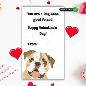 Valentinstag Karte, Schul Tag, Valentinstag Karte, Print und Schnitt, Bulldogge, Hund gegangen guter Freund - 200