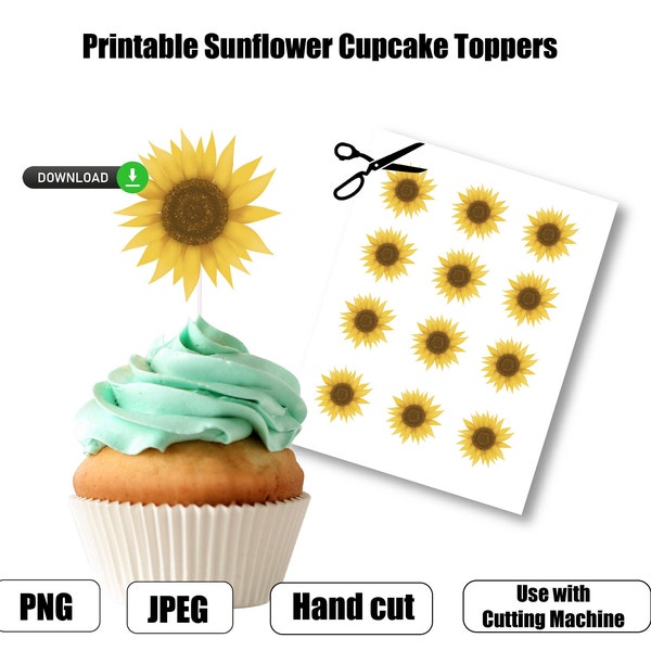 Sunflower Cupcake Topper Etsy
