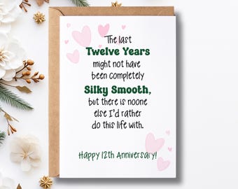 imprimable 12e anniversaire | Cadeau en soie | Carte numérique 5 x 7 | Cadeau d'anniversaire | carte d'anniversaire de 12 ans | Carte en soie Punny drôle
