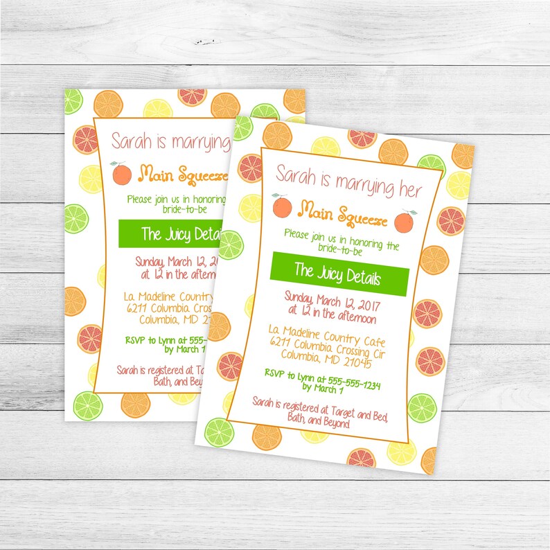 Citrus Invitation DIGITAL for Bridal Shower Engagement Etsy
